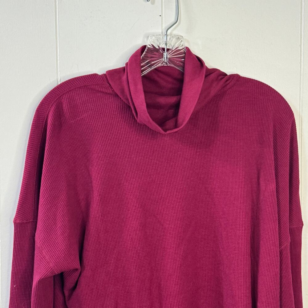 Calvin Klein Womens Thermal Knit Top Size XXL Red Long Sleeve Cropped Turtleneck - Picture 2 of 9